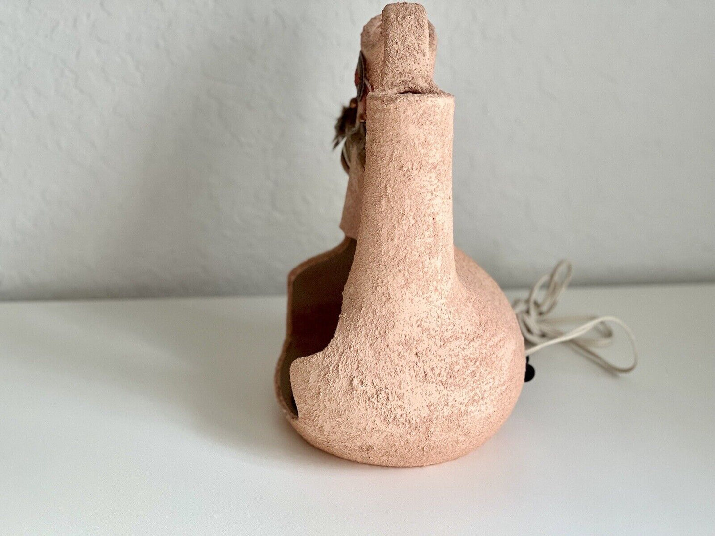 Vintage Signed Pottery Mother and Children Navajo Wedding Vase Table Lamp Test